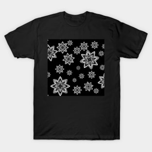 Abstract flowers on black background T-Shirt